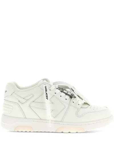 OFF-WHITE LOW-TOP WHITE LEATHER SNEAKERS