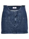 Off-white Low-waist Denim Miniskirt With 3d Detailing In Blue
