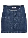 Off-white Low-waist Denim Miniskirt With 3d Detailing In Blue