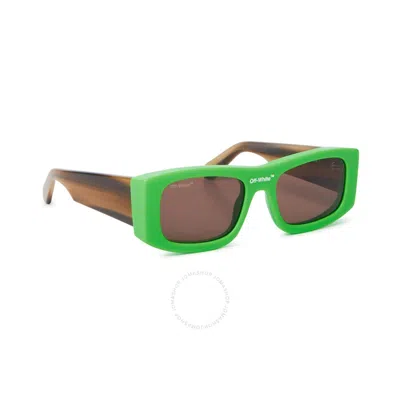 OFF-WHITE OFF-WHITE LUCIO BROWN RECTANGULAR UNISEX SUNGLASSES OERI039 5964 54