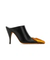 Off-white Leather Lunar Mules With Statement Detail Heel 11 Cm In Black