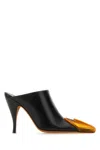Off-white Leather Lunar Mules With Statement Detail Heel 11 Cm In Black