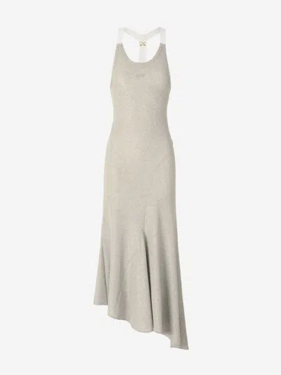 Off-white Lurex Maxi Dress In Neutral