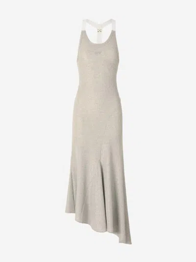 Off-white Lurex Maxi Dress In Silver