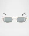 Off-white Lynn Oval Metal Sunglasses In 7606 Gold Dark Grey