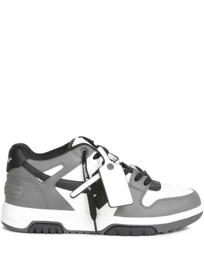 OFF-WHITE M-OUT OF OFFICE CALF LEATHER SNEAKERS,M189C9L013 098 0710 DARK GREY BLACK