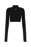 Off-white Off Stamp Cropped Long-sleeve Top In Black