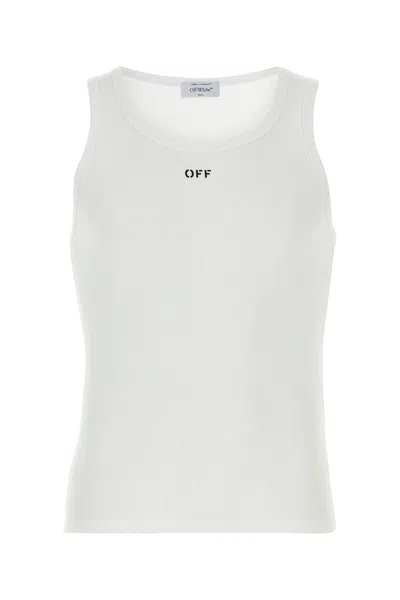 Off-white Off Stamp Cotton Blend Tank Top In White,black