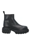 Off-white Chunky Sole Leather Boots With Elastic Side Panels In Black