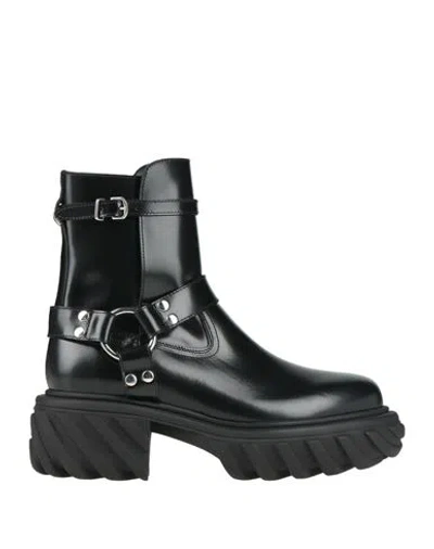 Off-white Man Ankle Boots Black Size 9 Leather
