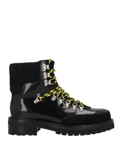 OFF-WHITE OFF-WHITE MAN ANKLE BOOTS BLACK SIZE 8 TEXTILE FIBERS, LEATHER