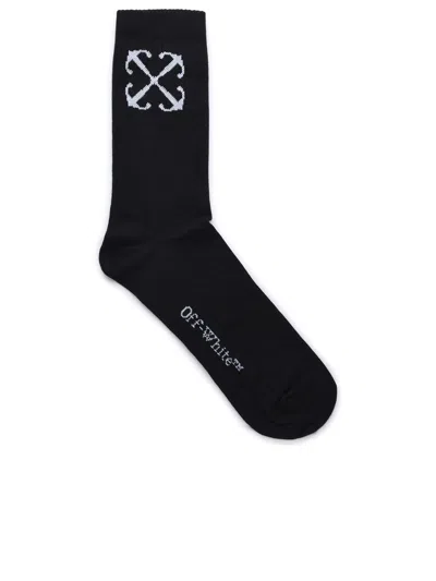 OFF-WHITE OFF-WHITE 'ARROW MID' BLACK COTTON BLEND SOCKS MAN