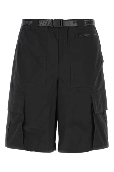 Off-white Off White Man Black Polyester Blend Bermuda Shorts