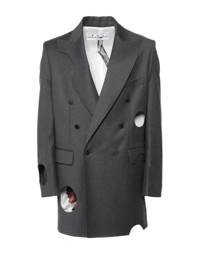 Off-white Man Blazer Grey Size 40 Virgin Wool, Elastane