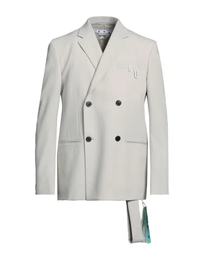 Off-white Man Suit Jacket Light Grey Size 34 Virgin Wool In Beige