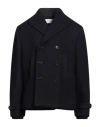 Off-white Man Coat Midnight Blue Size 42 Virgin Wool, Polyamide In Blue