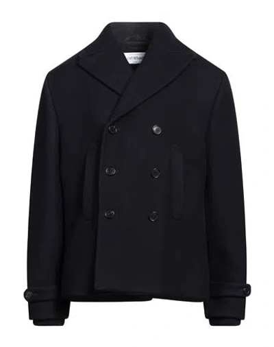 Off-white Man Coat Midnight Blue Size 42 Virgin Wool, Polyamide