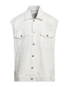 Off-white 90s Logo Embroidered Denim Vest In White
