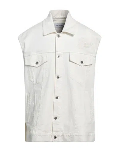 OFF-WHITE OFF-WHITE MAN DENIM OUTERWEAR WHITE SIZE L COTTON, ELASTANE