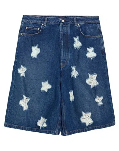 Off-white Man Denim Shorts Blue Size 34 Cotton