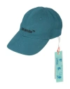Off-white Man Hat Deep Teal Size Onesize Cotton In Green