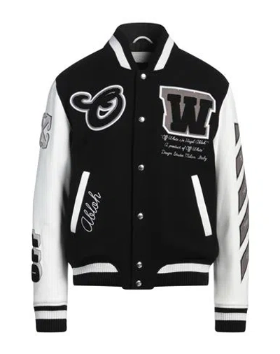 OFF-WHITE OFF-WHITE MAN JACKET BLACK SIZE 38 VIRGIN WOOL, POLYAMIDE, LEATHER, ELASTANE