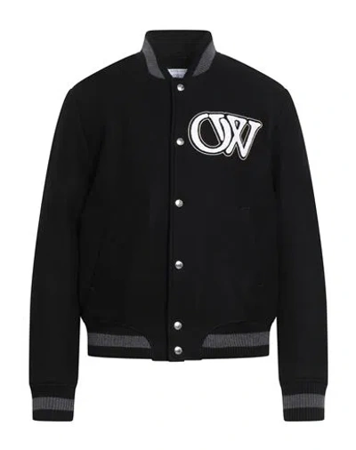 OFF-WHITE OFF-WHITE MAN JACKET BLACK SIZE L VIRGIN WOOL, POLYAMIDE