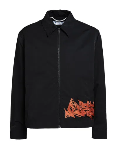 Off-white Man Black Cotton Blend Neen Harrington Jacket