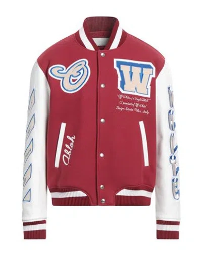Off-white Off White Patch-detail Bomber Jacket In Red Off White