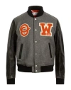 Off-white Man Jacket Grey Size S Leather, Wool, Polyamide In Gray
