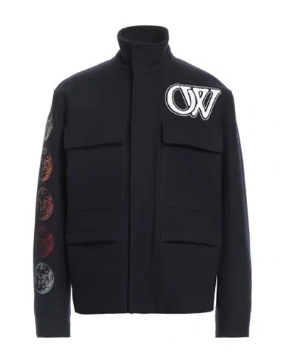 OFF-WHITE OFF-WHITE MAN JACKET MIDNIGHT BLUE SIZE L VIRGIN WOOL, POLYAMIDE