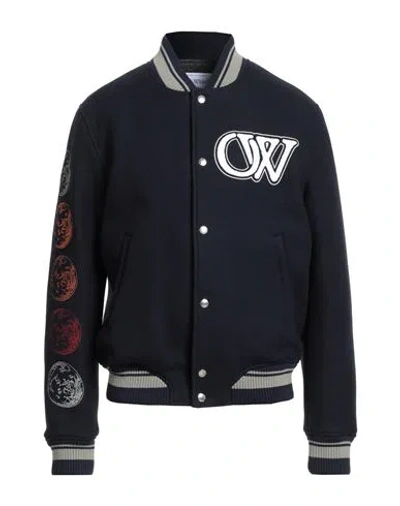OFF-WHITE OFF-WHITE MAN JACKET MIDNIGHT BLUE SIZE L VIRGIN WOOL, POLYAMIDE