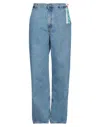 Off-white Man Jeans Blue Size 32 Cotton, Polyester In Blue