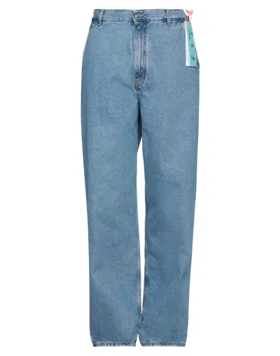 Off-white Man Jeans Blue Size 32 Cotton, Polyester