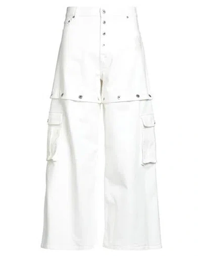 OFF-WHITE OFF-WHITE MAN JEANS WHITE SIZE 34 COTTON, ELASTANE