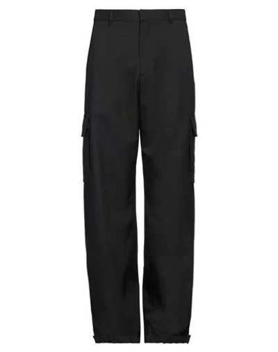 OFF-WHITE OFF-WHITE MAN PANTS BLACK SIZE 36 WOOL, COTTON