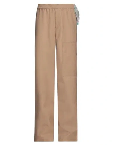 Off-white Man Pants Camel Size S Polyamide In Beige