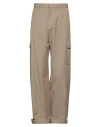 Off-white Ow Emb Drill Mid-rise Wide Leg Trousers In Beige
