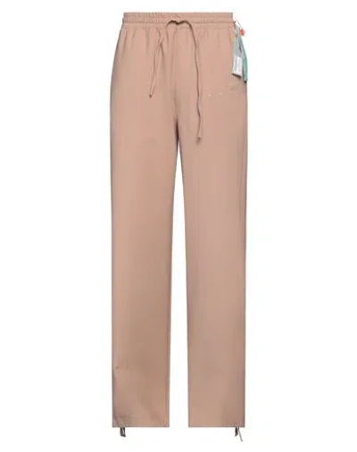 Off-white Man Pants Light Brown Size 32 Virgin Wool, Lycra, Polyamide In Beige