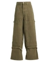 Off-white Man Pants Military Green Size 30 Cotton In Green