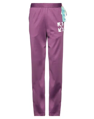 Off-white Man Pants Purple Size L Polyamide, Cotton, Elastane