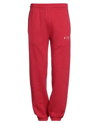 Off-white Man Pants Red Size M Cotton, Polyester