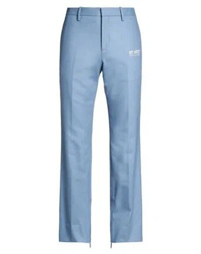 Off-white Man Pants Slate Blue Size 36 Wool, Polyamide, Cashmere