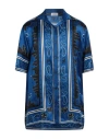 Off-white Man Shirt Bright Blue Size L Viscose In Blue