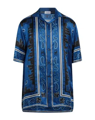 Off-white Man Shirt Bright Blue Size L Viscose