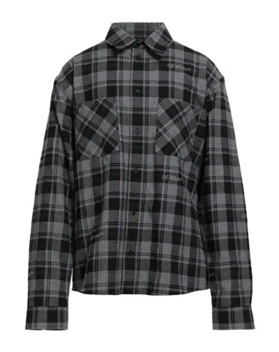 Off-white Flannel Shirt Check Pattern Logo In Black