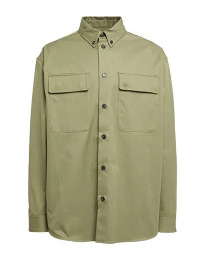 Off-white Man Shirt Khaki Size 40 Cotton In Green