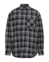 Off-white Dark Grey Cotton Check Flann Padded Overshirt In Grey
