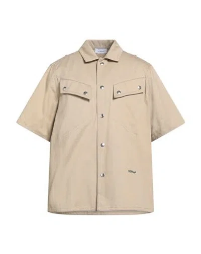 Off-white Man Shirt Sand Size 40 Cotton In Neutral