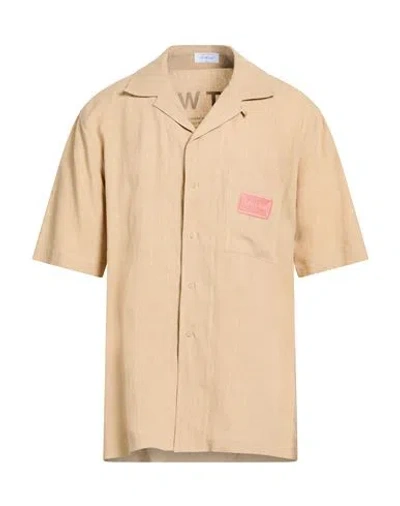 Off-white Man Shirt Sand Size L Linen In Nude